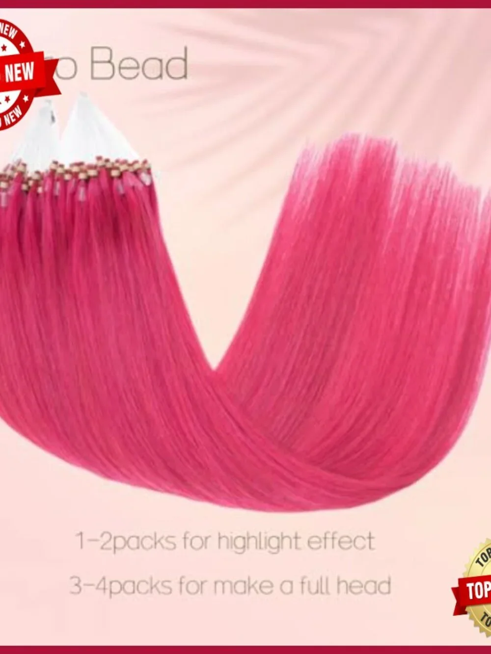 18-Inch Human Hair Micro Bead Extensions, 50g, No Heat Required